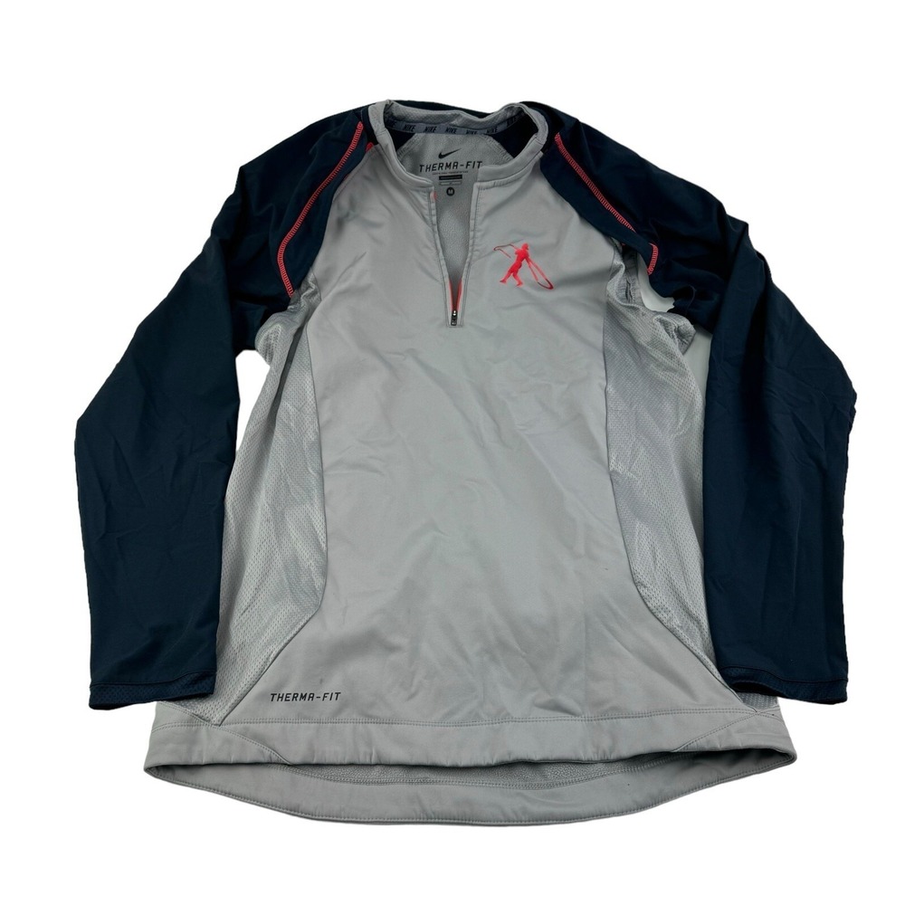 Nike Therma Fit Gray & Black‎ 1/4 Zip Polyester Zip Off Sleeve Batting Jacket M